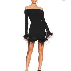 Feather sweater mini dress in black by Lovers and Friends